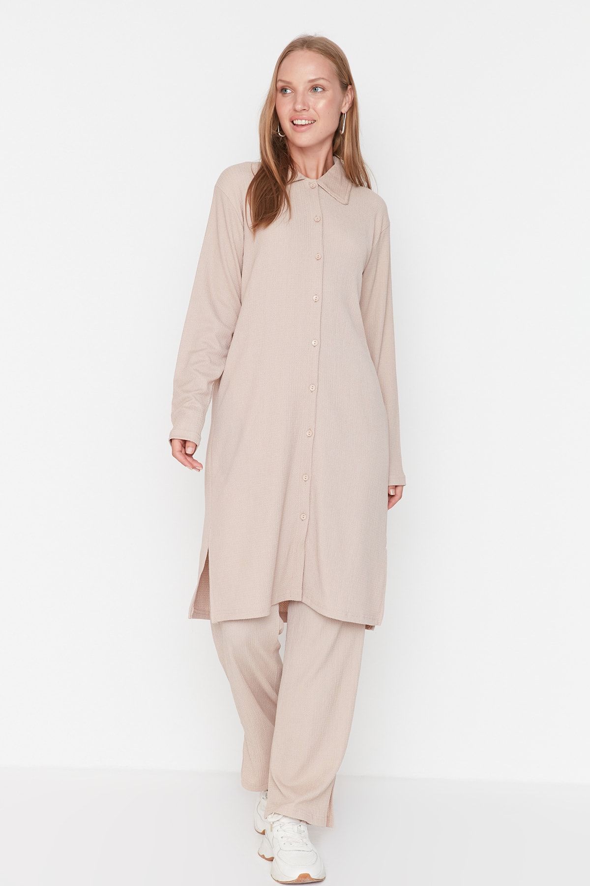 Trendyol Modest Zweiteiler Beige Relaxed Fit