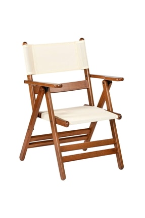 Marmaris Pvc Kumaşlı Katlanabilir Ahşap Sandalye - Bahçe Balkon Mutfak Sandalyesi BHCSNDATINAPVC