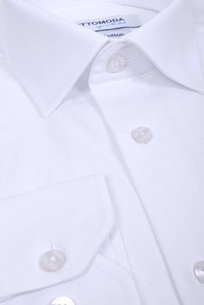 Erkek Oxford %100 Pamuk Uzun Kollu Cepli Beyaz Gömlek, Ot-c-20163 OT-C-20163