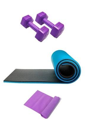 8mm Pilates Minderi 1 Kg Dambıl Ve Egzersiz Lastiği Seti Yoga Matı Egzersiz Minderi Pilates Seti TS-9710-007