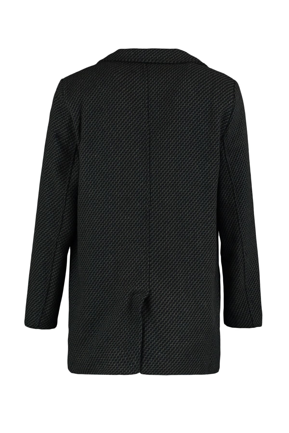 Trendyol Collection-Khaki Textured Winter Coat - Regular Fit, Double Breasted Coverage TMNAW23KB00002 8
