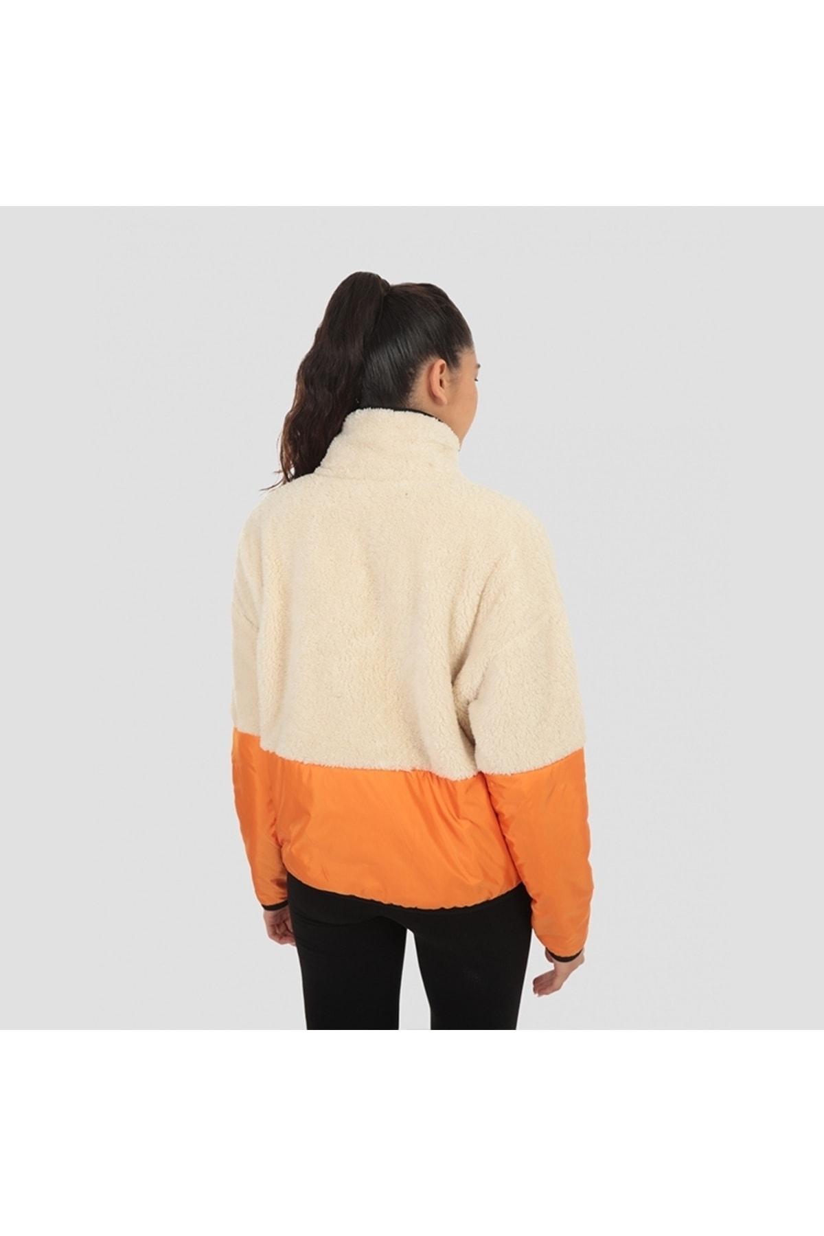 Diadora Colorblock W 1/2 Zip Sherpa Jacket Krem Renk Kadın Yarım Fermuarlı Üst - D202018-580 görsel 5