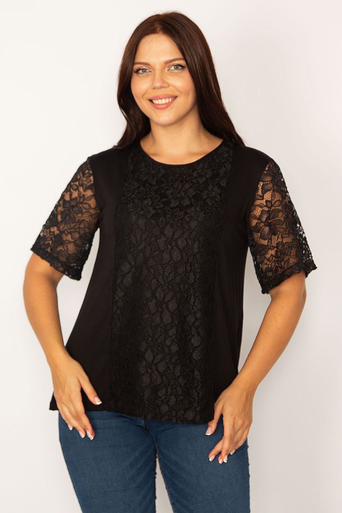 Şans Große Größen in Bluse Schwarz Regular Fit Fast ausverkauft