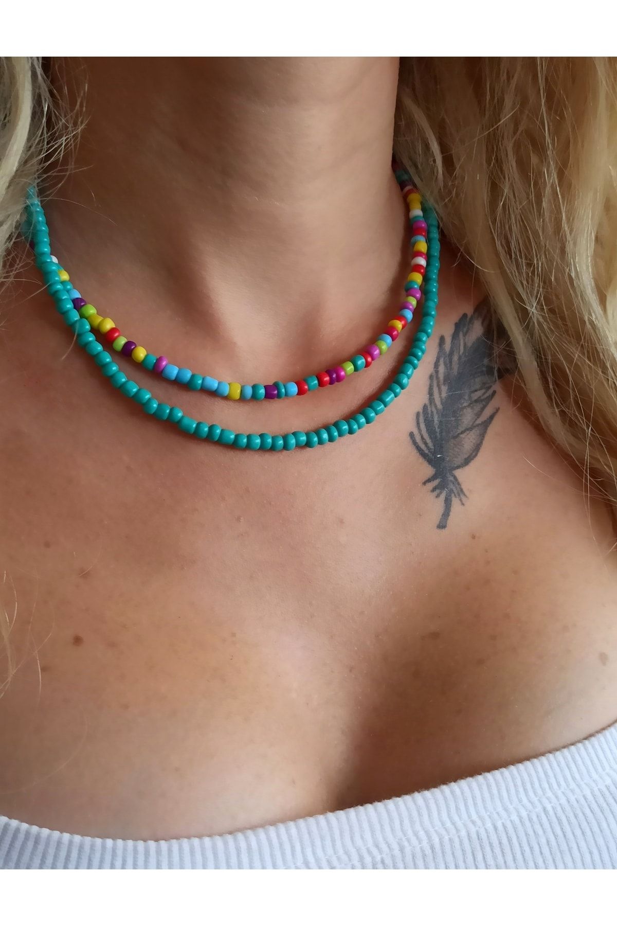 DEN ZDENAL Sand Bead Necklace 2 Piece Style Trendyol
