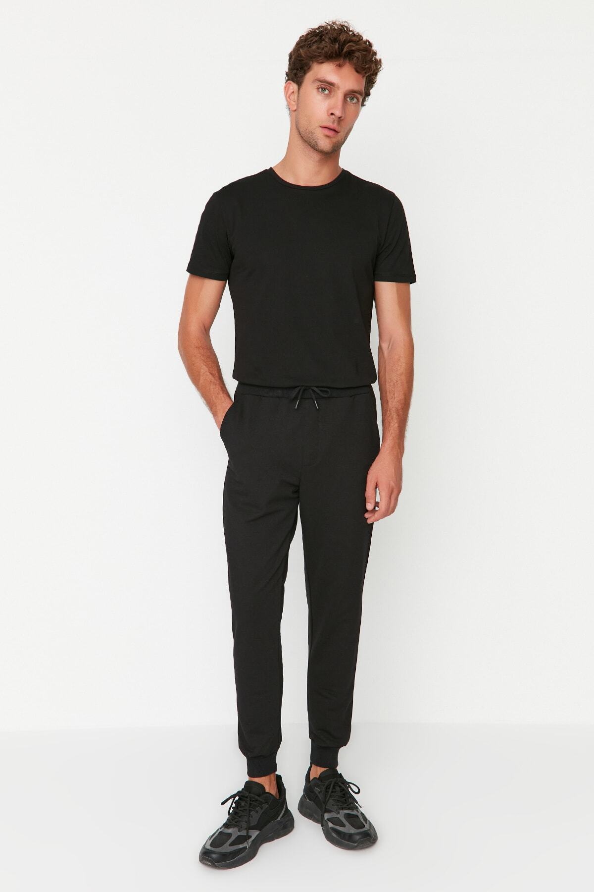 Trendyol Collection-Grau-schwarze Jogginghose – Elastisches Bein, Normale Passform, 2er-Pack TMNAW22EA0279 9