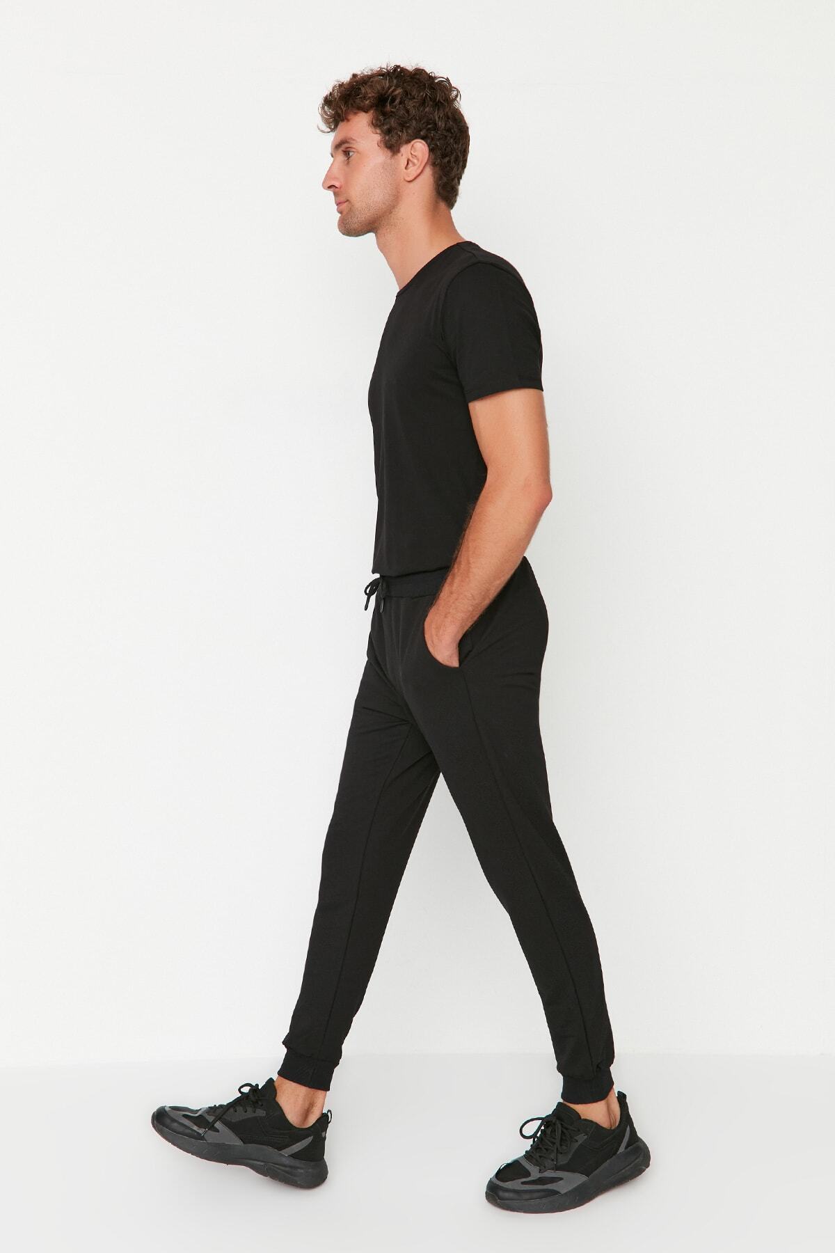 Trendyol Collection-Grau-schwarze Jogginghose – Elastisches Bein, Normale Passform, 2er-Pack TMNAW22EA0279 10