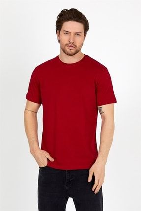 Kırmızı Renk Regular Fit Pamuklu Erkek Tişört DKS1000