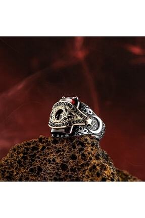 Takıfest Kemerli Ay Yıldız Taşlı 925 Ayar Gümüş Erkek Yüzük