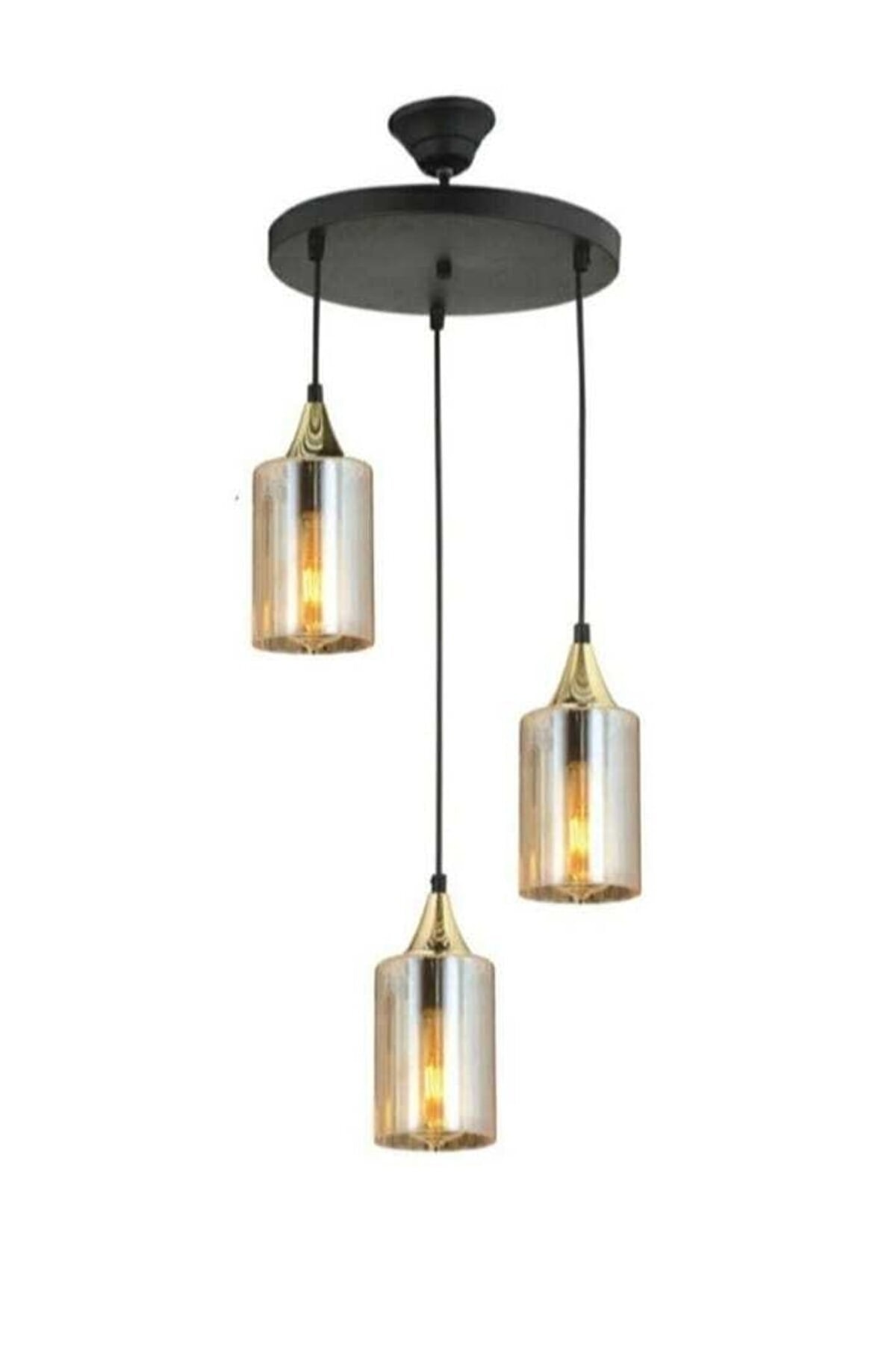 Poll Black Yellow Glass 3-Piece Chandelier