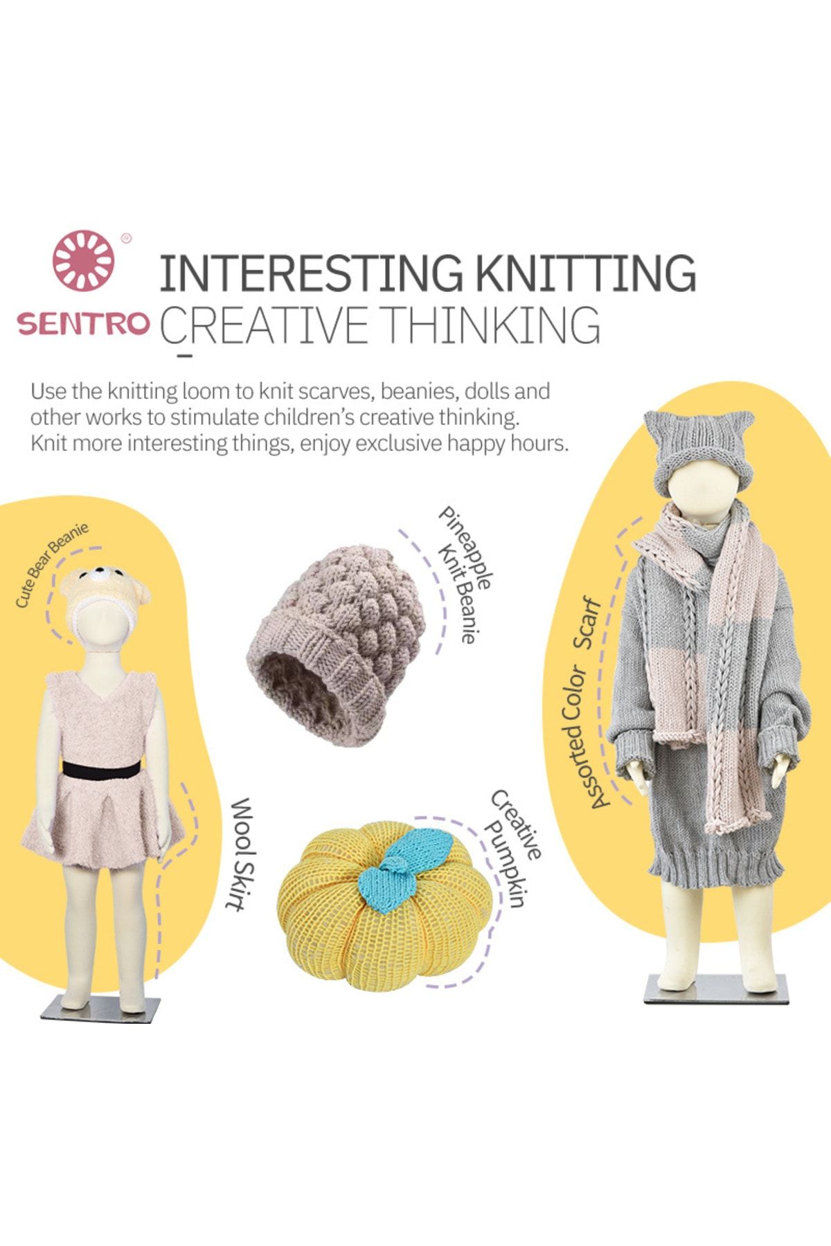 SENTRO 40 Needle Hand Knitting Machine Diy Hand Knitted Scarf Sweater,Adult  Child Hat,Socks,Lazy Man,Artifact - Trendyol