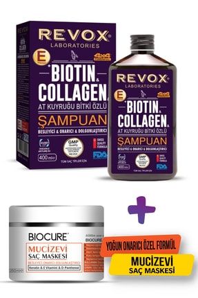 Biotin & Collagen + E Vitamini Ilaveli Saç Bakım Şampuanı +mucizevi Saç Maskesi CM-REVOX-MSC-1