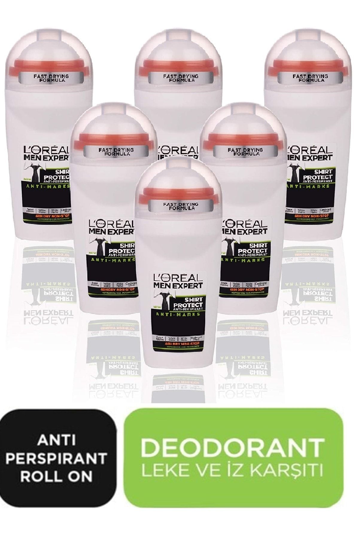 L'Oreal Paris Men Expert Erkek Shirt Proteck Leke Karşiti 48 Saatlik Koruma 50 Ml X 5 Adet Uyumlu