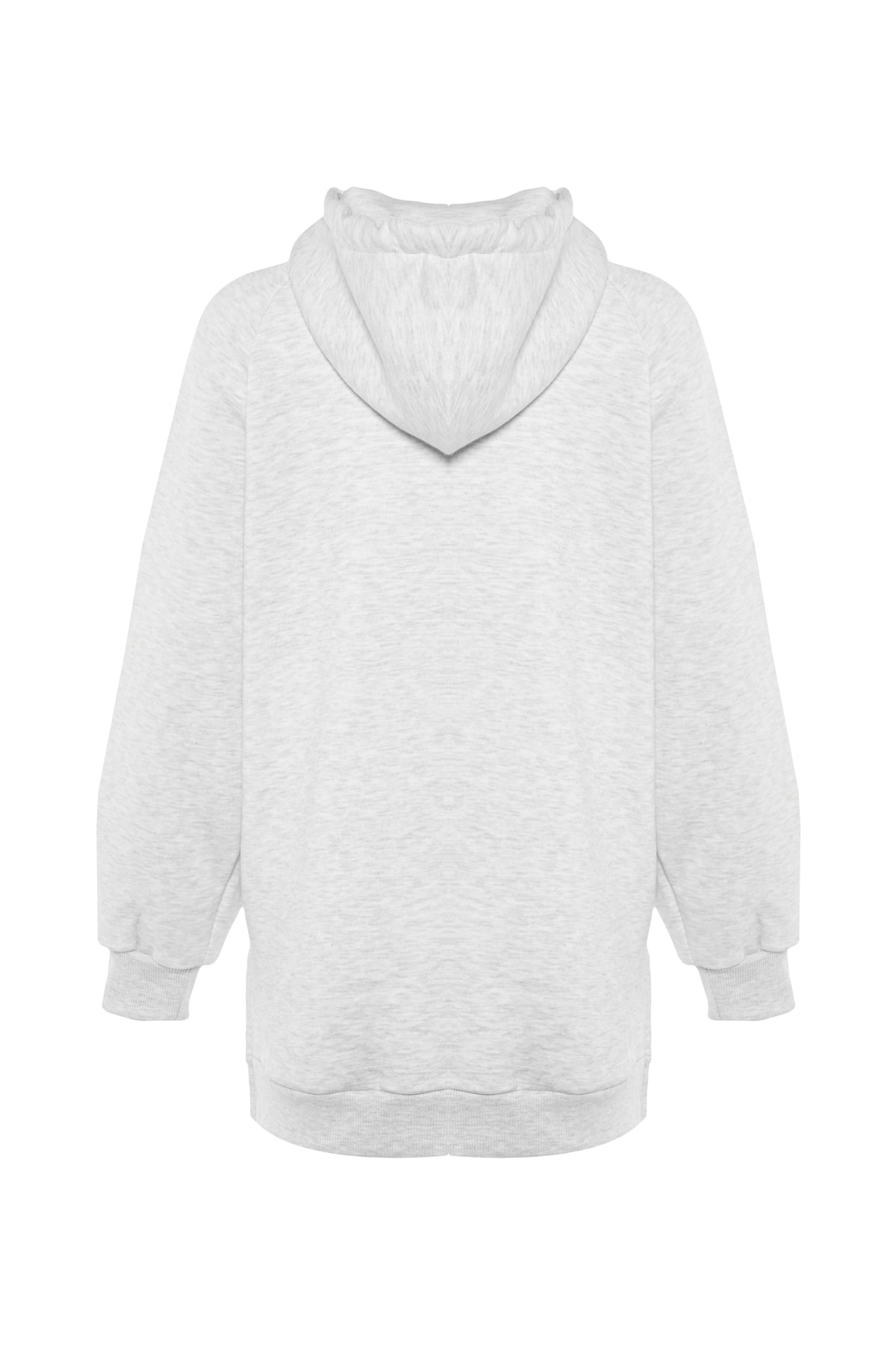 Trendyolmilla  Gri Kapüşonlu Oversize Şardonlu Örme Sweatshirt - Görsel 8