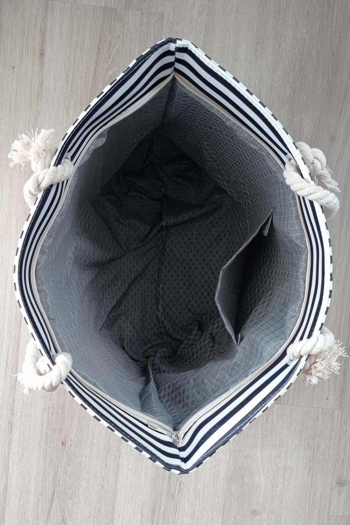Large silver top beach bag