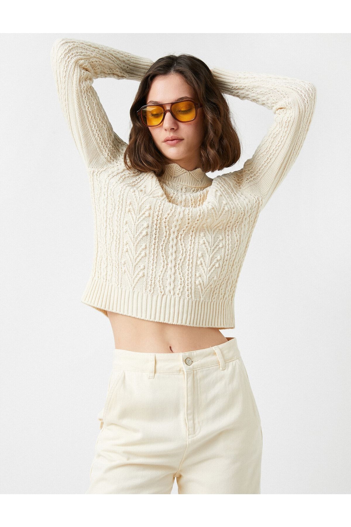 Koton Pullover Ecru Relaxed Fit Fast ausverkauft FN7967