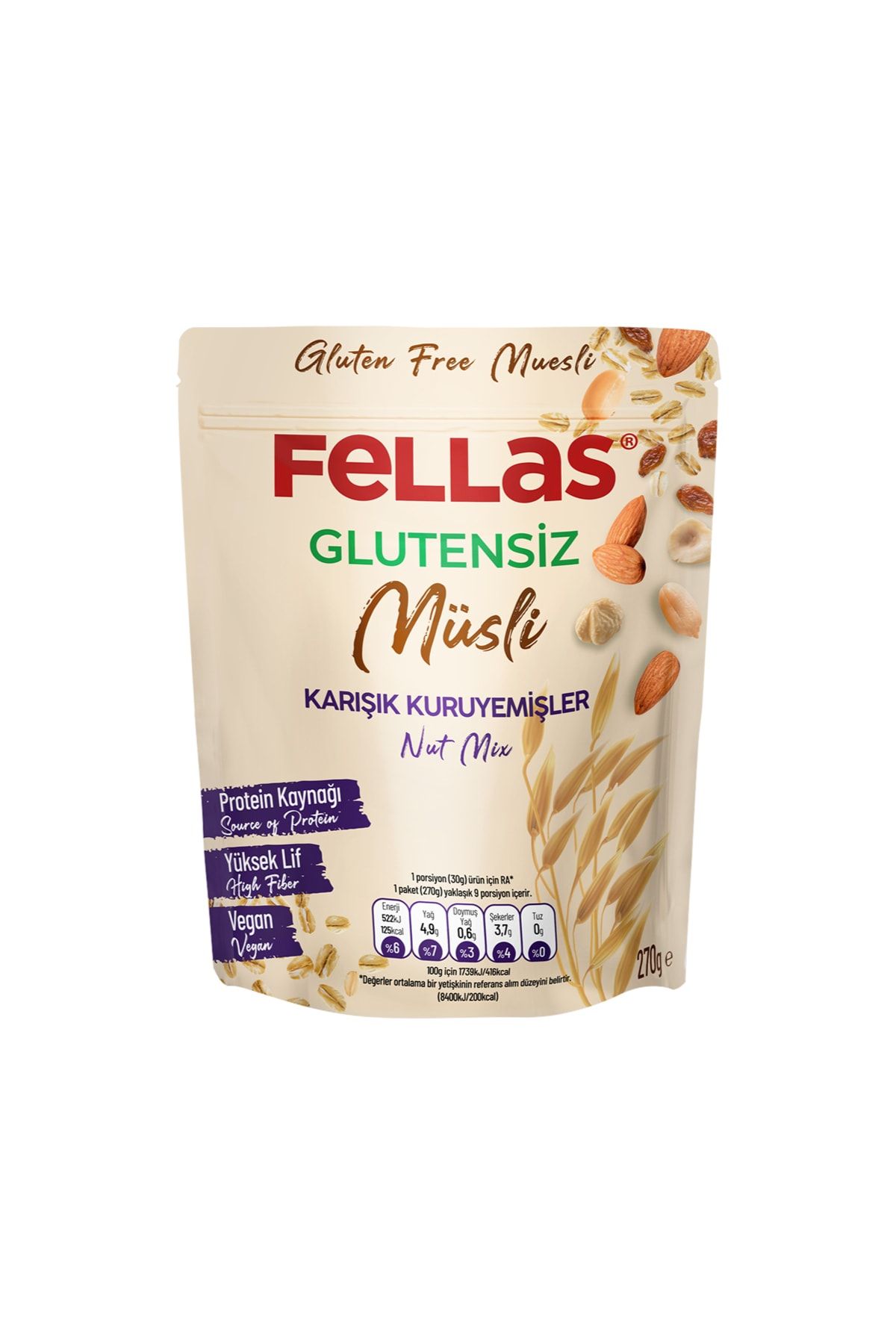 Fellas Glutensiz Müsli - Karışık Kuruyemişli 270g