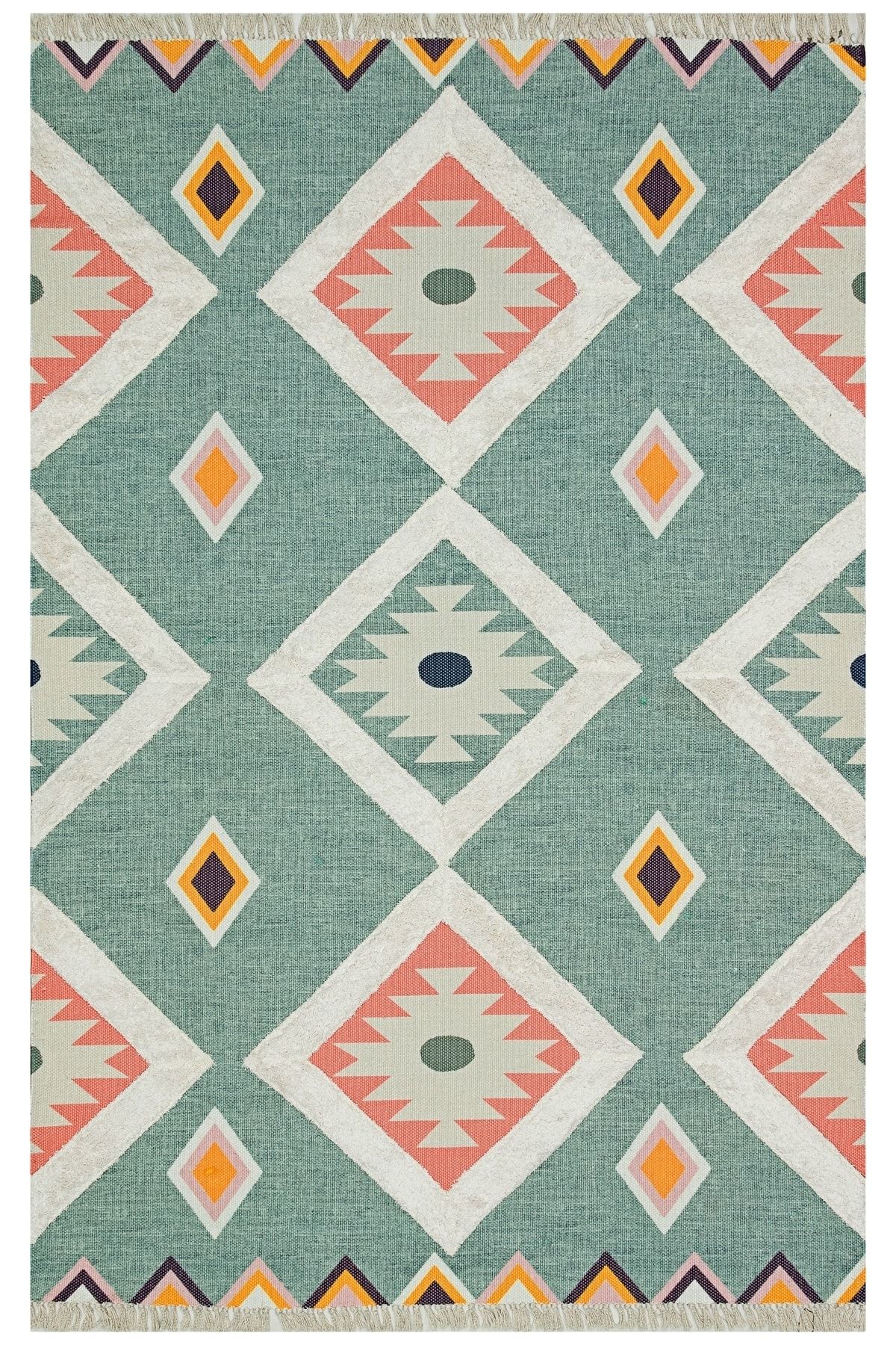 RUGSMODERN Rustik Green 4018 Çok Renkli Modern Kilim