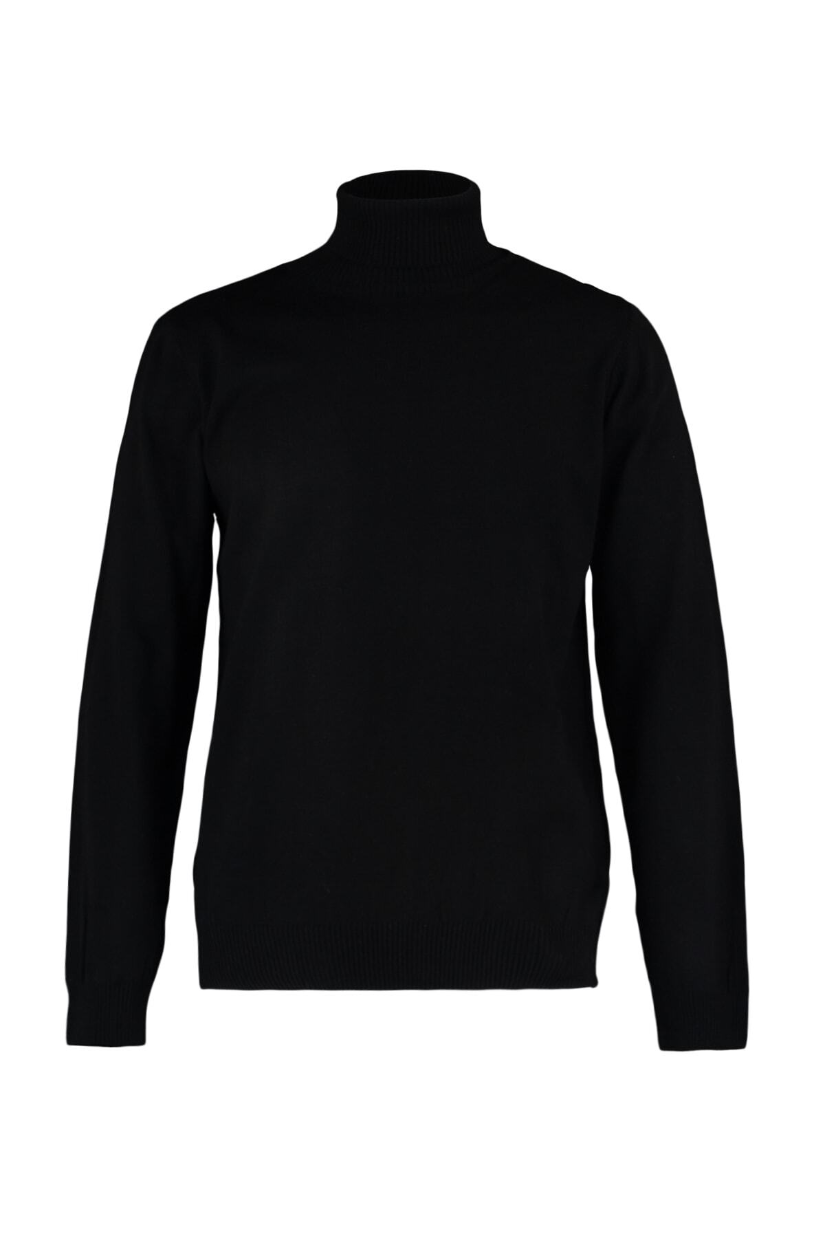 Trendyol Collection-Черен тънък пуловер Slim Fit с пълна яка с висока яка Tmnaw21Kz0755 6