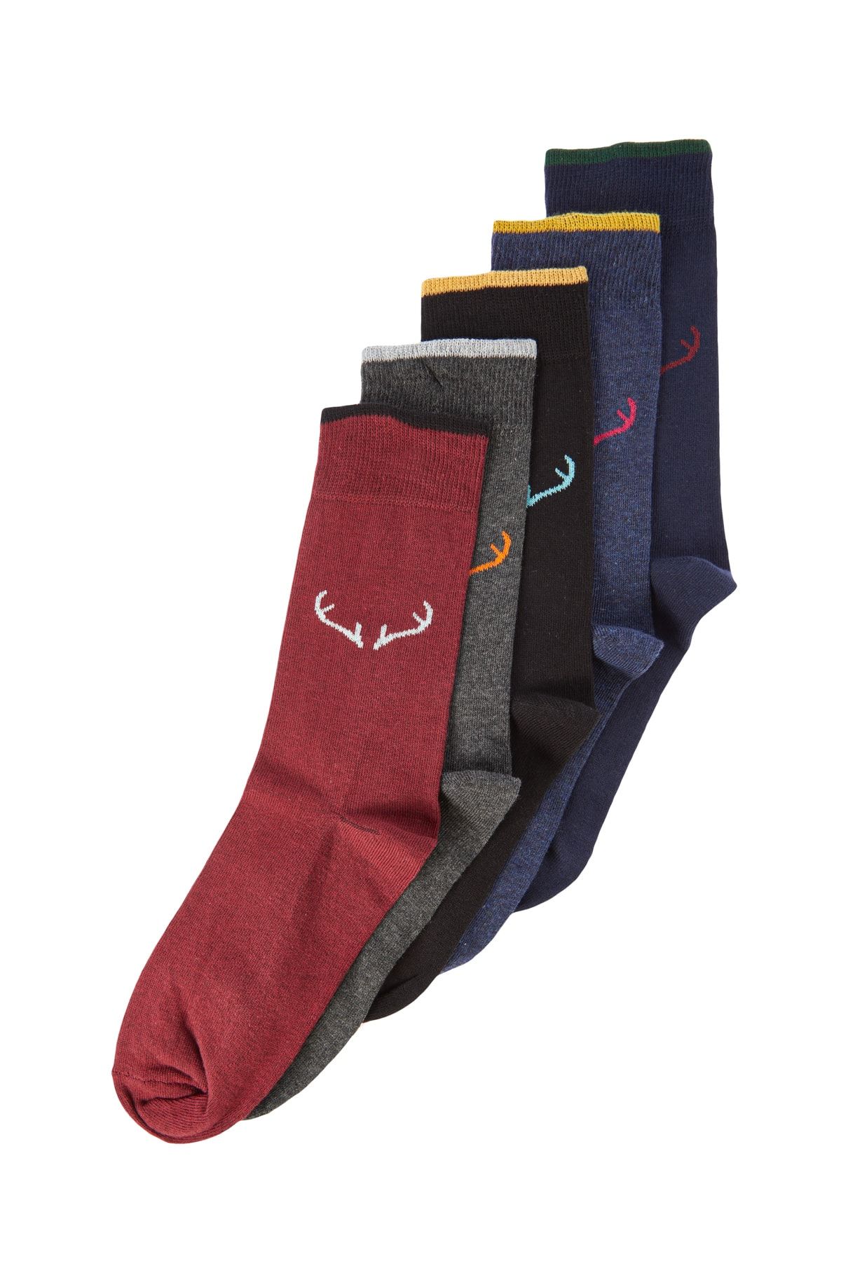 Trendyol Collection-Pack of 5 Deer Patterned MultiCOlored Long Socks - TMNAW20CO0020 3