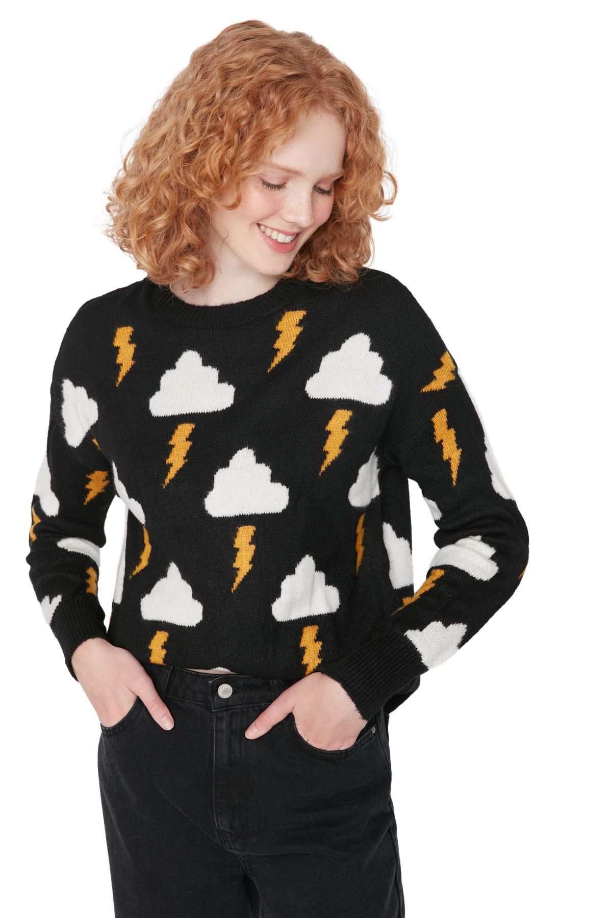 Trendyol Collection-Schwarzer Jacquard-Strickpullover 3