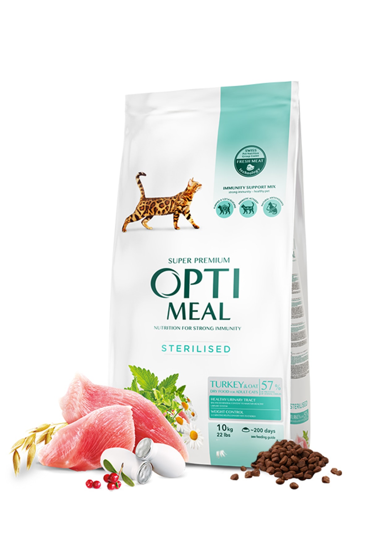 OptiMeal Hindili-yulaflı Kısır Kedi Maması 10kg
