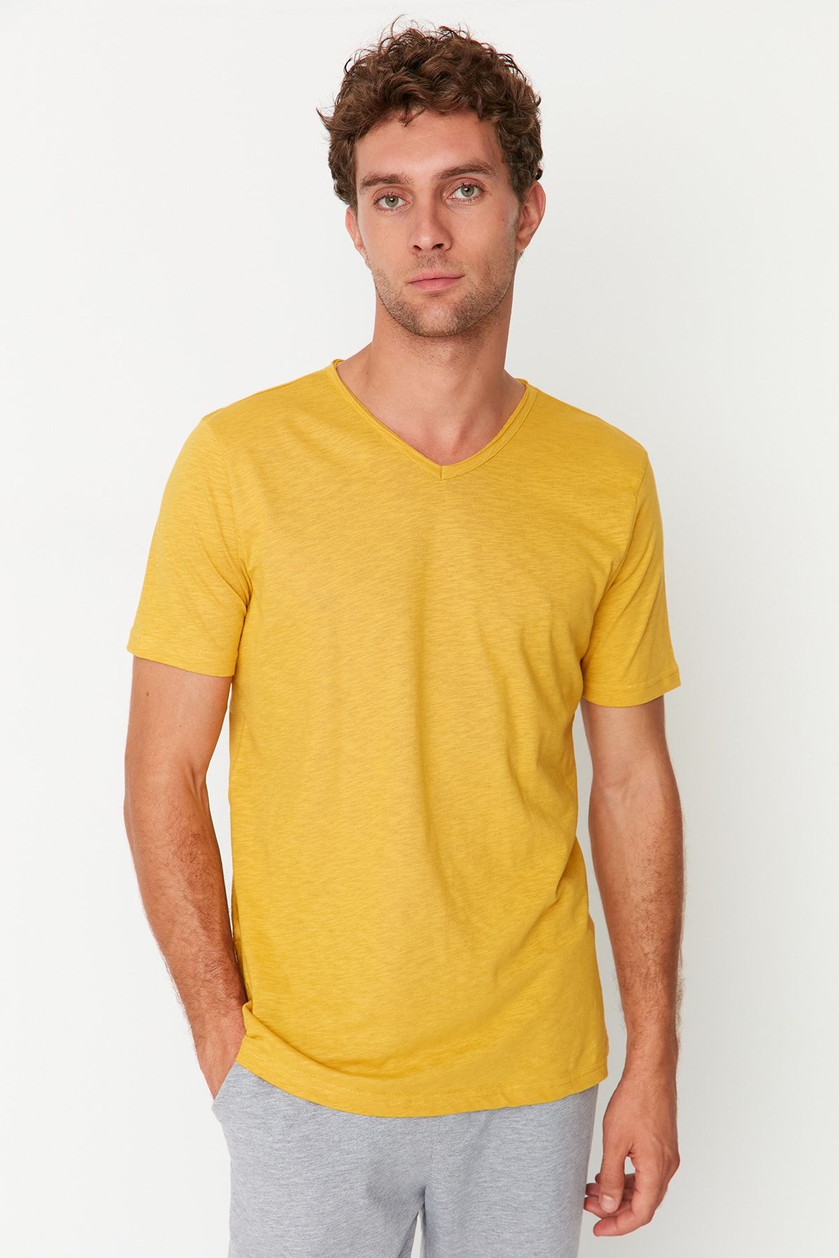 Trendyol Collection T-Shirt Gelb Regular Fit
