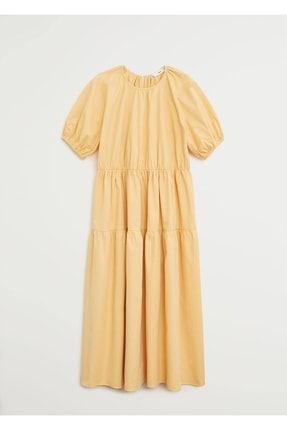 Sarı Kabarık Balon Kollu Pamuk Elbise (çok Geniş Model) 867028266