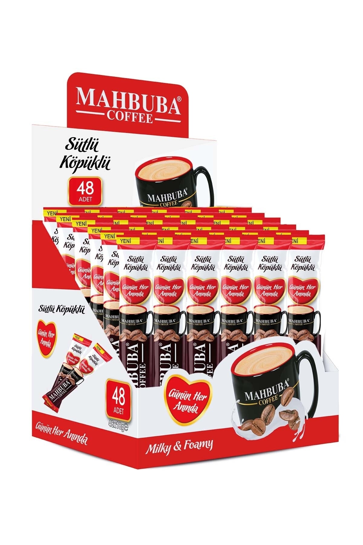 Mahbuba Coffee 3ü1 Arada Sütlü Köpüklü Hazır Kahve 48x18gr