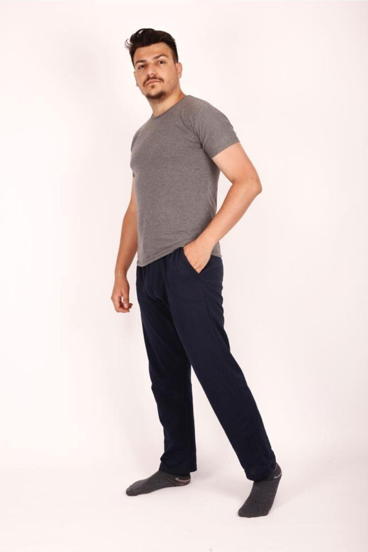 MODA Erkek 3 Iplik Penye Mevsimlik Düz Paça Düz Renk Basic Rahat Kesim Okul Lise Eşofman Alt