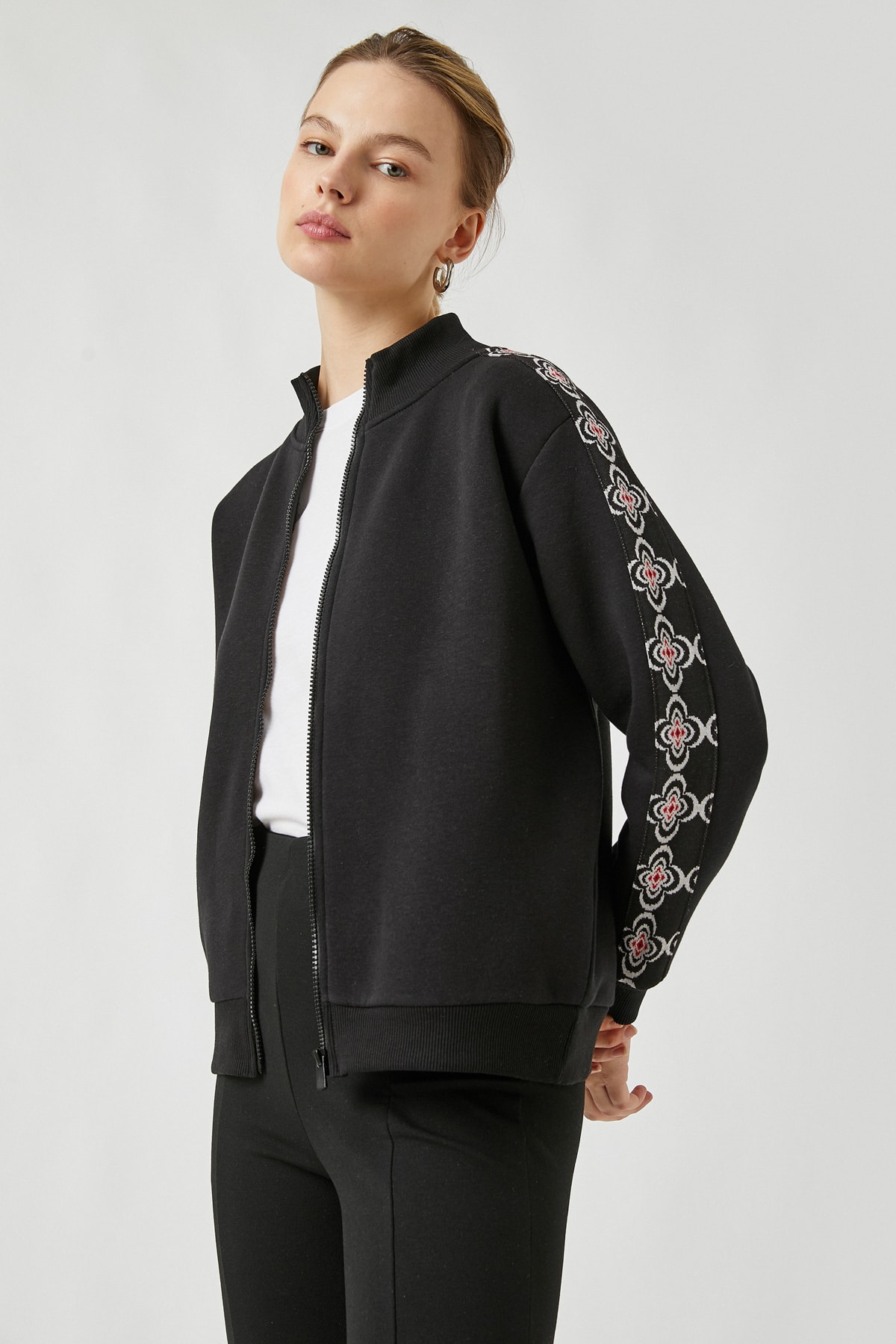 سویشرت زنانه مشکی کوتونKoton | 2WPK10003EK اورجینال - تصویر 2