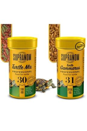 Supranom Kaplumbağa Yemi 2 Li Set Gammarus Special Food 100ml & Turtle Mix St...