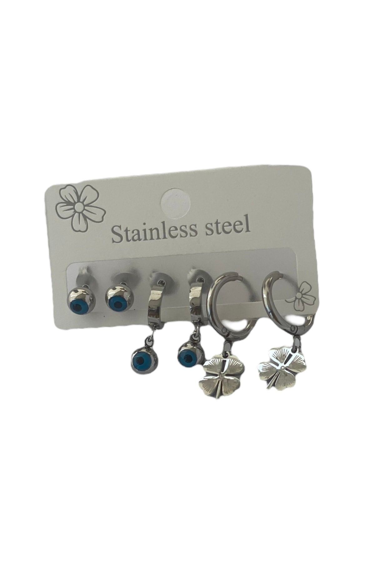 BiLi Accessories Steel Earrings Silver colored Natural Stone