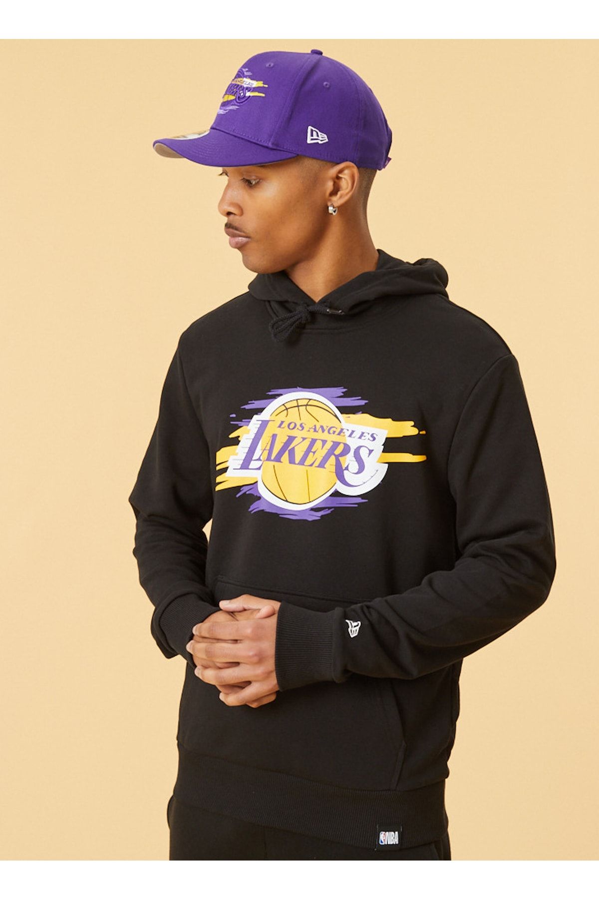 سویشرت مشکی مردانه قالب معمولی با سیاه صاف و مسطح آرم اشک آور NBA BLK NEW ERA