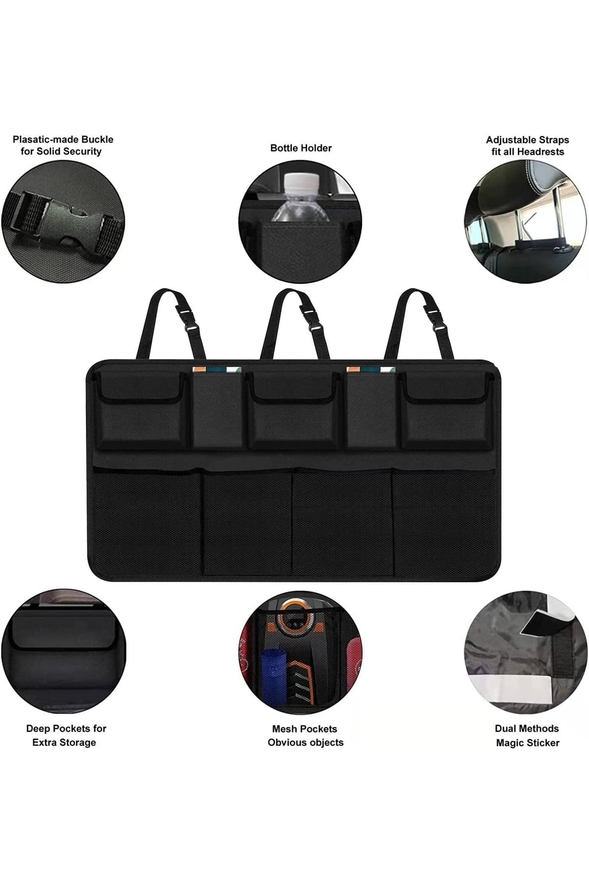 Ankaflex Auto Vehicle Luggage Organizer Bag In-Car Storage Bod Auto Luggage  Organizer 8 Pockets With Mesh