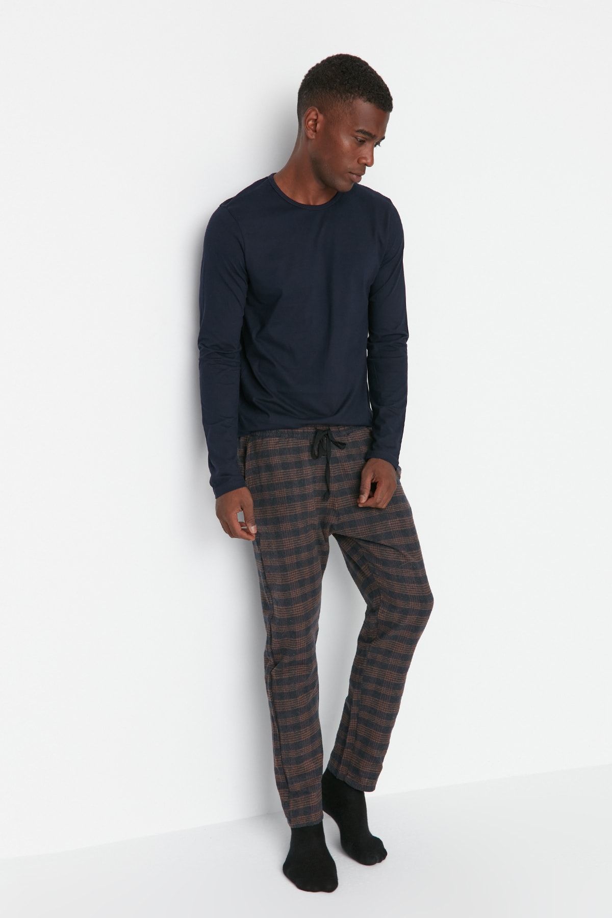 Trendyol Collection Pyjama Dunkelblau Kariert Fast ausverkauft