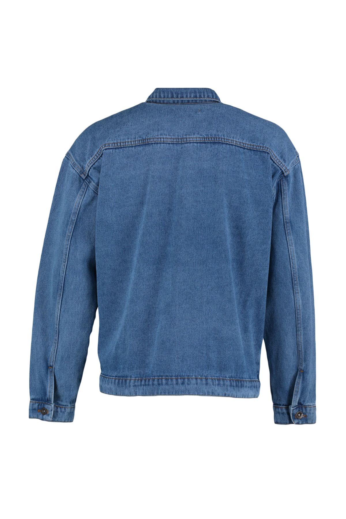 TRENDYOL MAN Mavi Erkek Oversize Denim Kot Ceket TMNAW23CE00037 CE9827