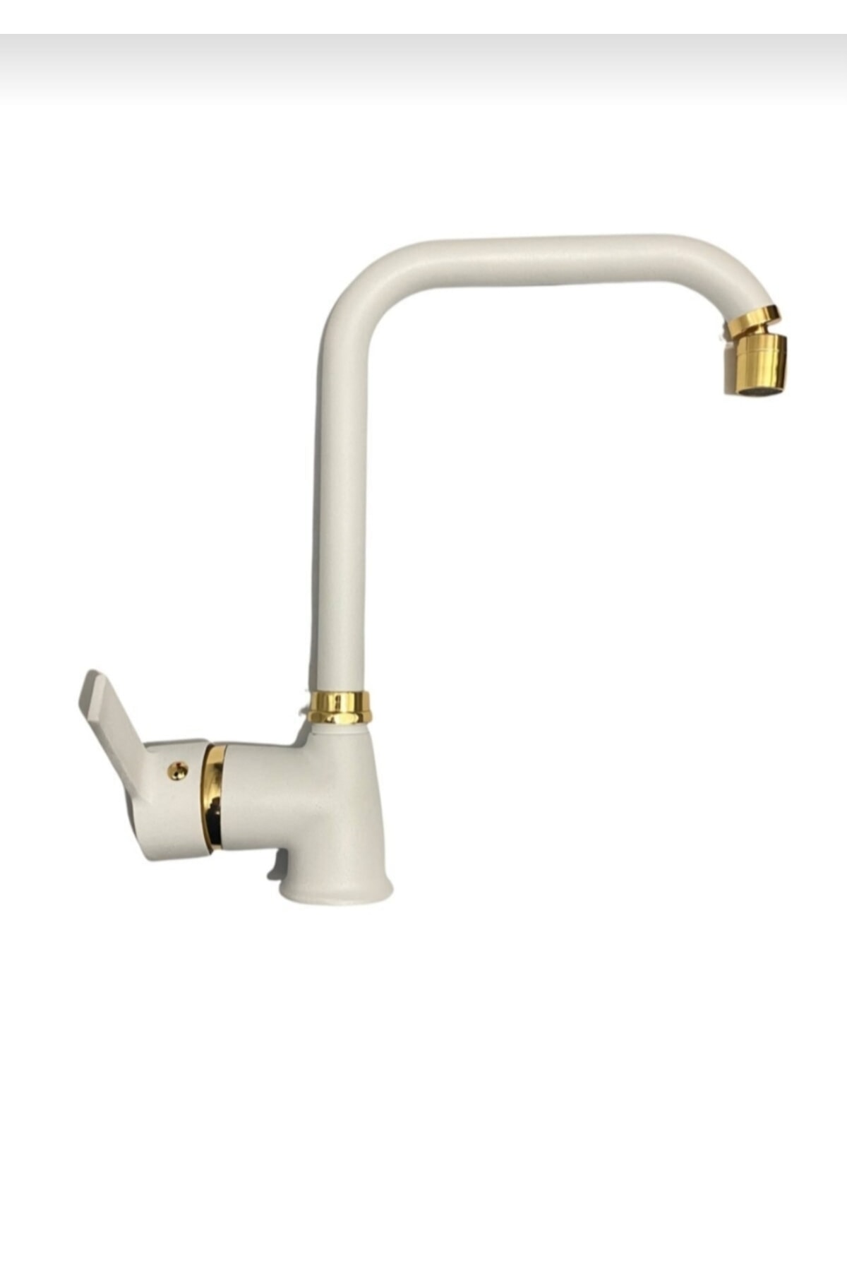 White Gold Luxury Series Kitchen Sink Mixer with Corner Tube Double Water Inlet Moving Head
