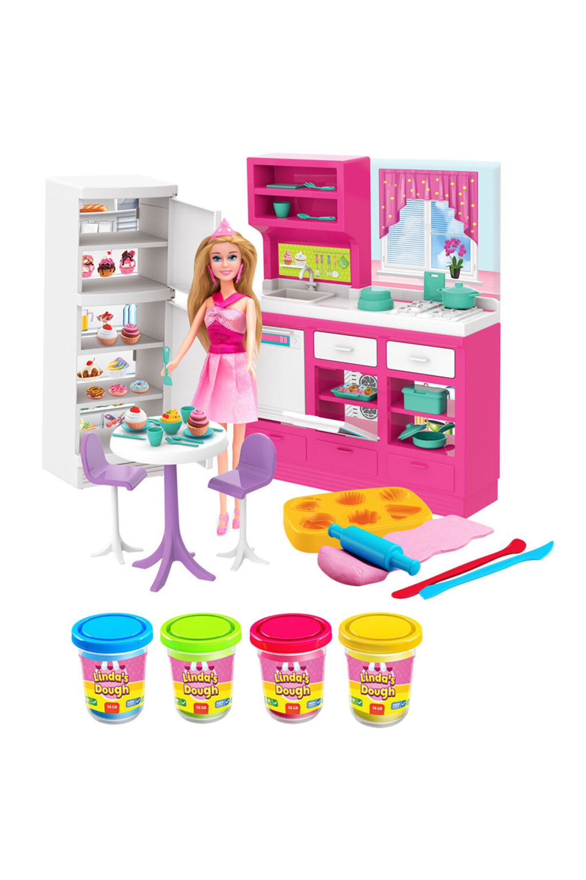 Doğan Oyuncak Dünyası Linda'nın Mutfak Hamur Seti - Mutfak Oyuncak - Mutfak Seti - Barbie Mutfak Hamur Seti