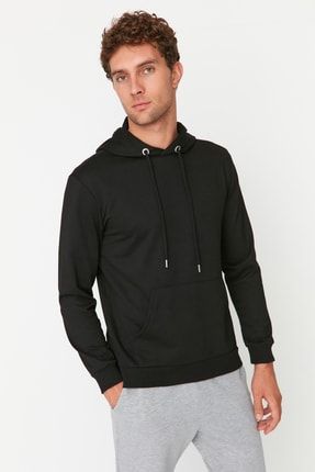 Siyah-Lacivert Erkek 2'li Paket Regular Fit Basic Kapüşonlu Sweatshirt TMNAW22SW1345