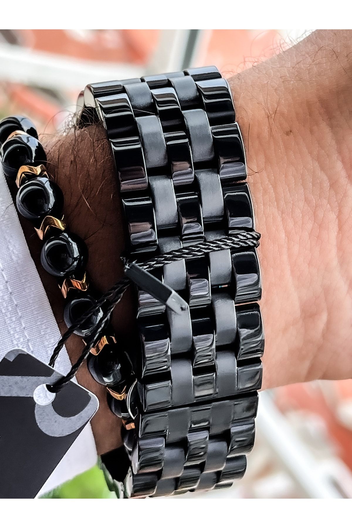 Black discount steel bracelet