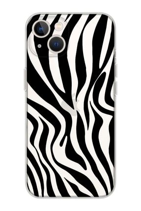 Iphone 13 Şeffaf Zebra Desenli Telefon Kılıfı IP13-049
