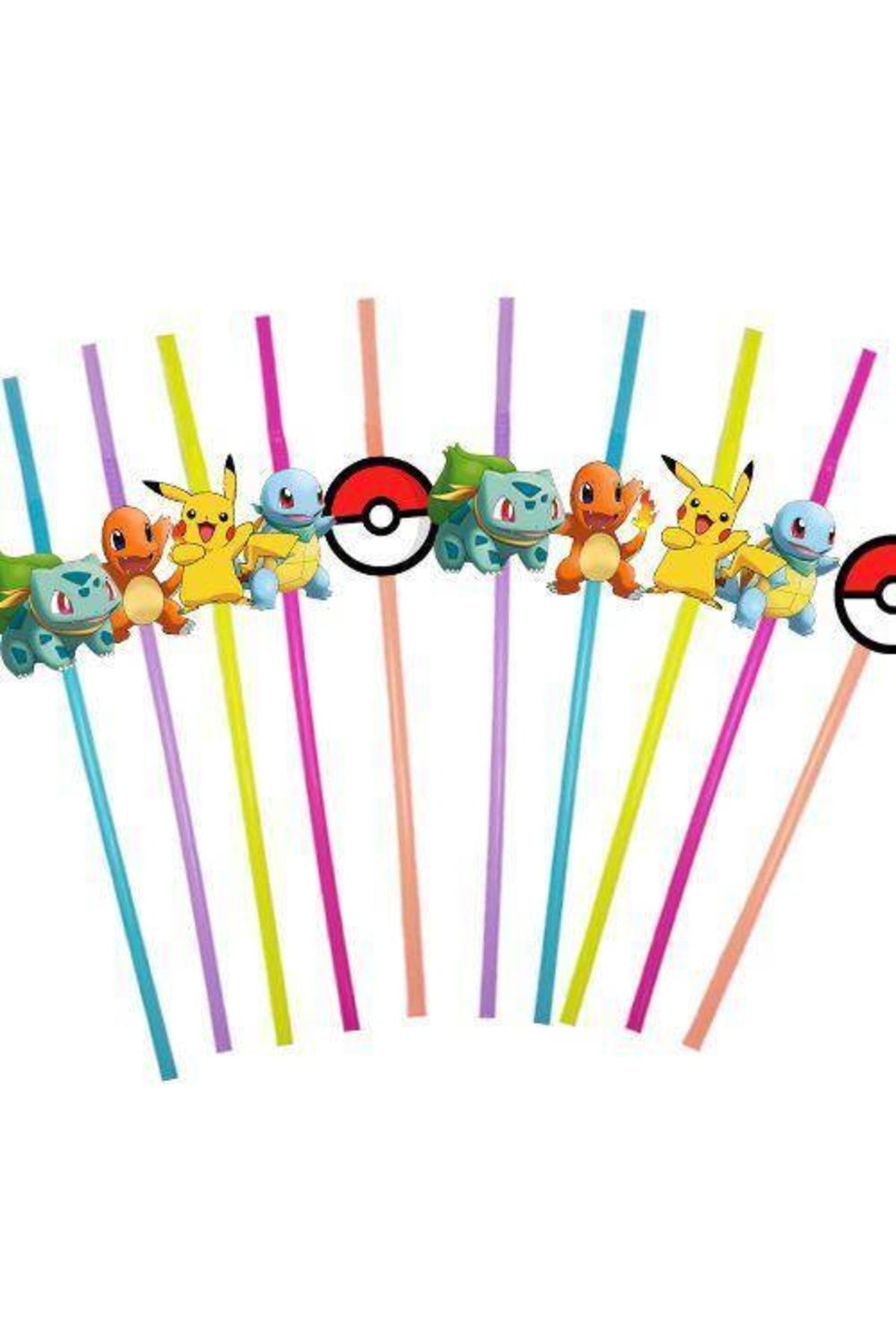 Parti Dükkanım Pokemon Artistic Straws (10 Pieces)