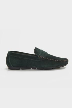 Hakiki Deri Erkek Yeşil Süet Günlük Loafer Ayakkabı TRPY190013