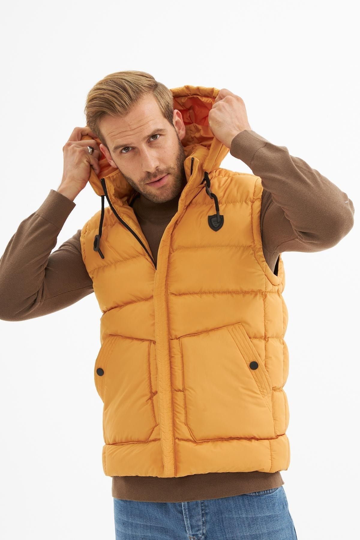 Mustard puffer store vest