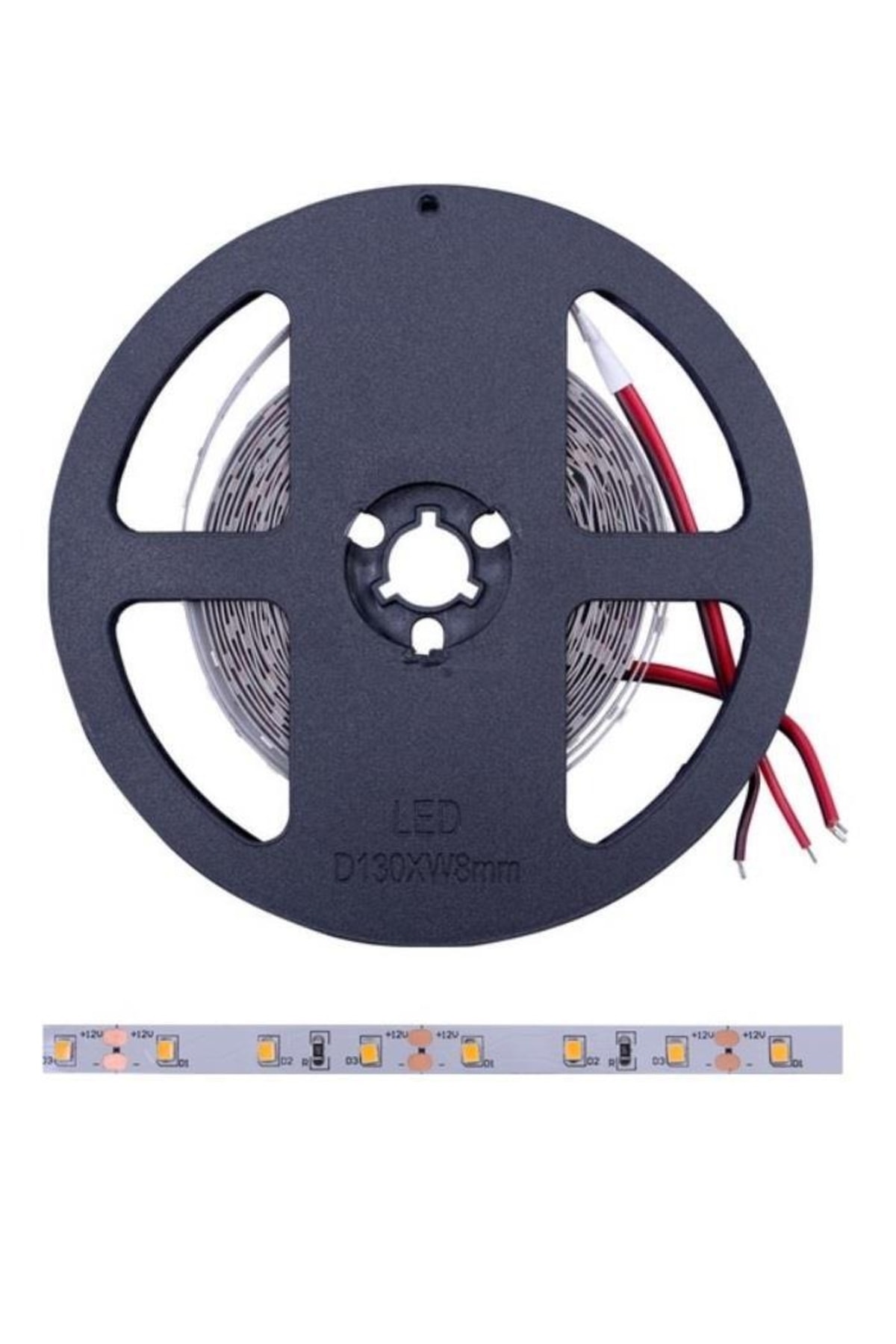Samsung 2835 Çipli Şerit Led 12v 9,6w/m 3000k Gün Işığı 5 Metre Iç Mekan ( Metre De 60 Led 12v )