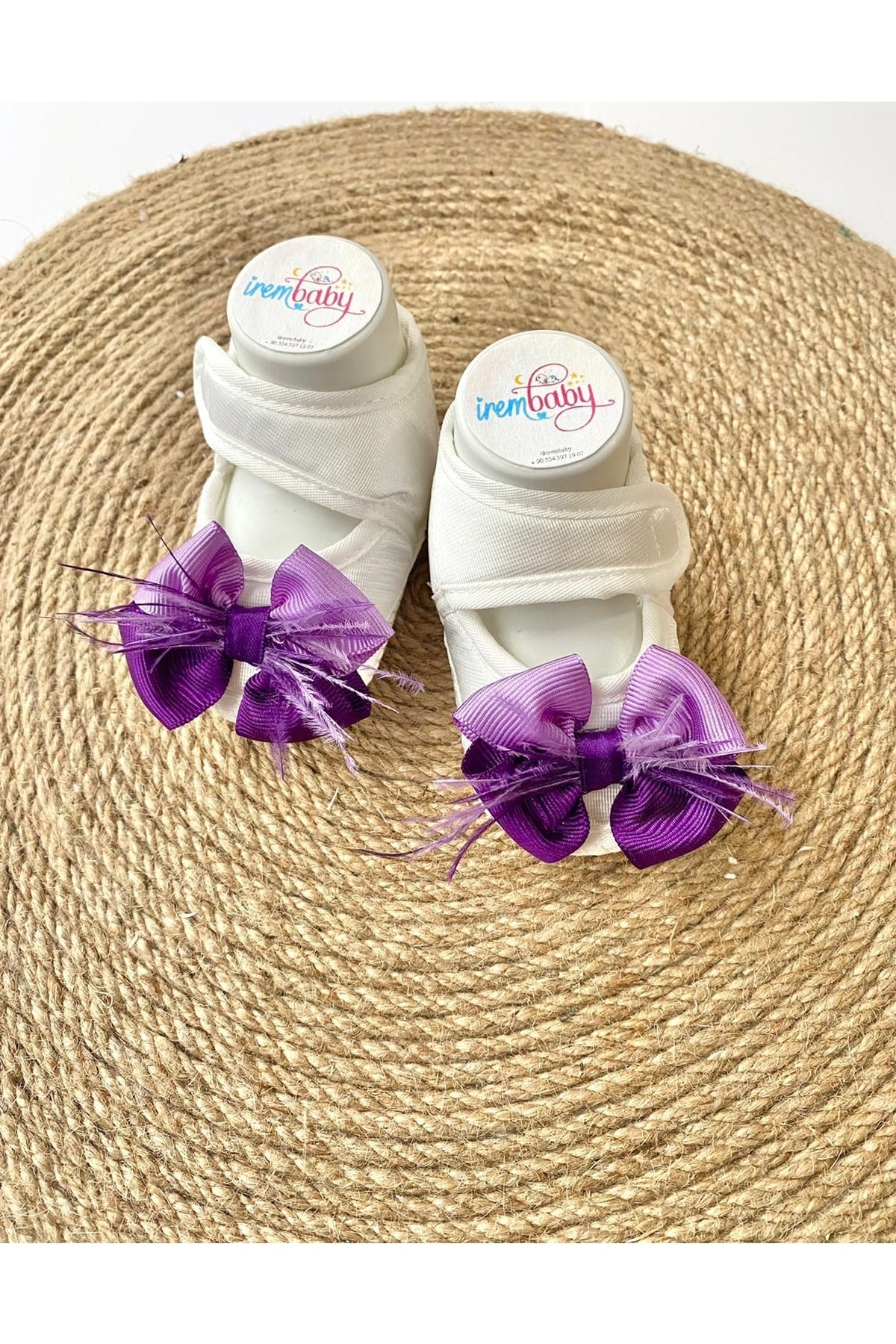 irembaby Bebek Ayakkabı Süslü Patik Mor Lila Tüylü Fiyonklu (lohusa-çekim-mevlüt) fotoğrafı 2 (önizleme)