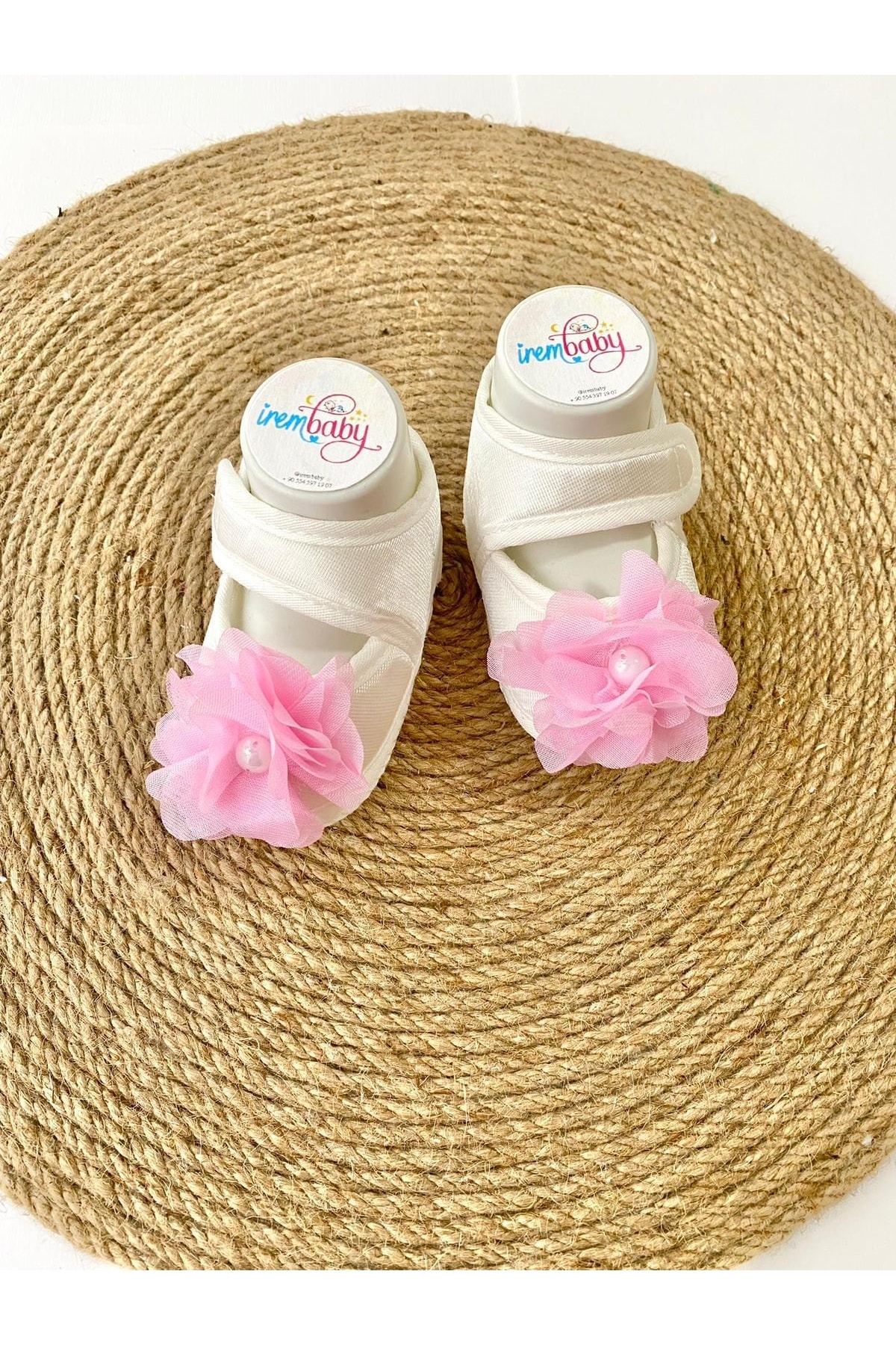 irembaby Bebek Ayakkabı Süslü Patik Pembe Çiçekli (lohusa-çekim-mevlüt) fotoğrafı 2 (önizleme)
