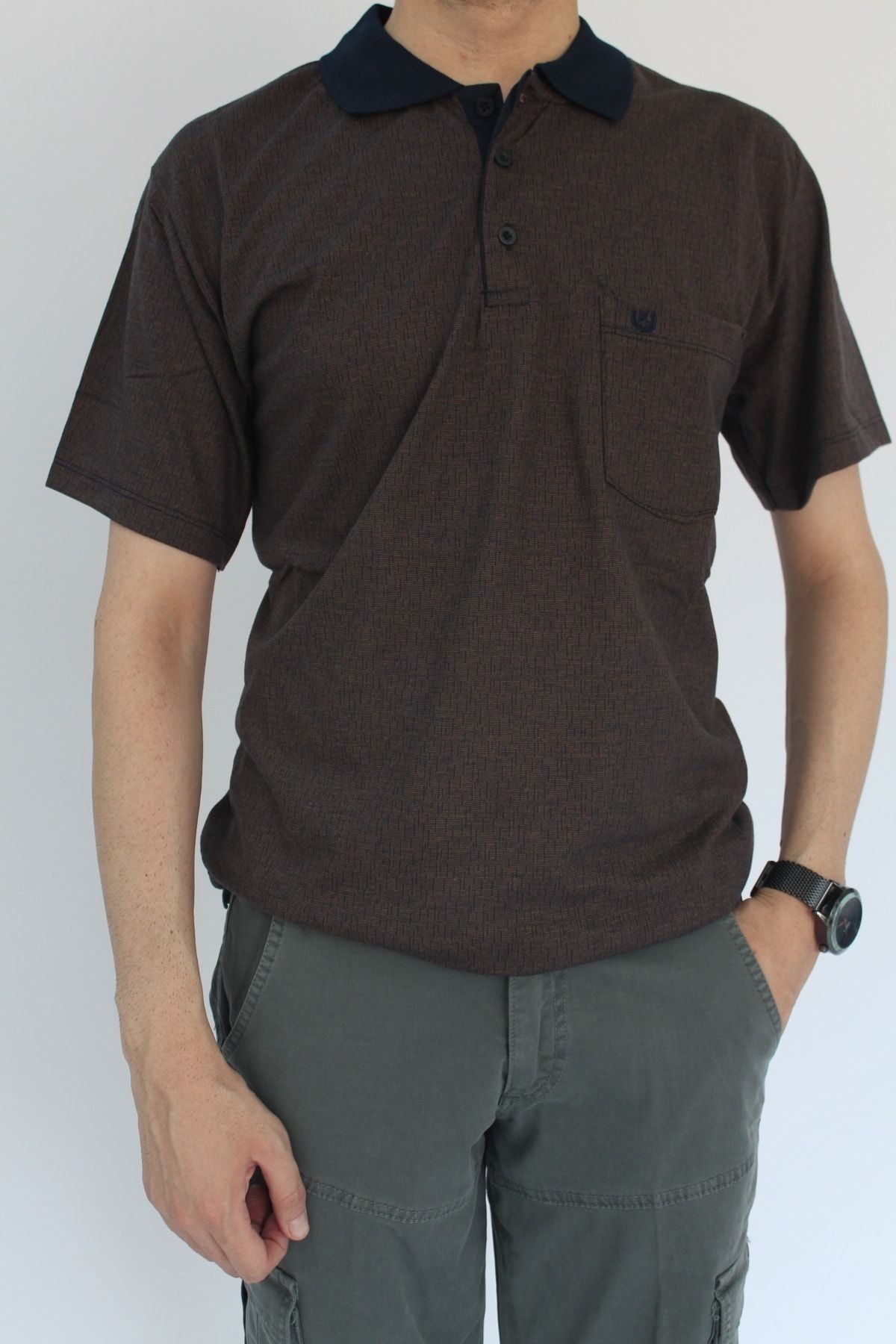 Dark brown polo shirt deals