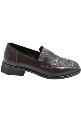 Fiyonk Detaylı Kahverengi Rugan Loafer Ayakkabı TYC00476100648