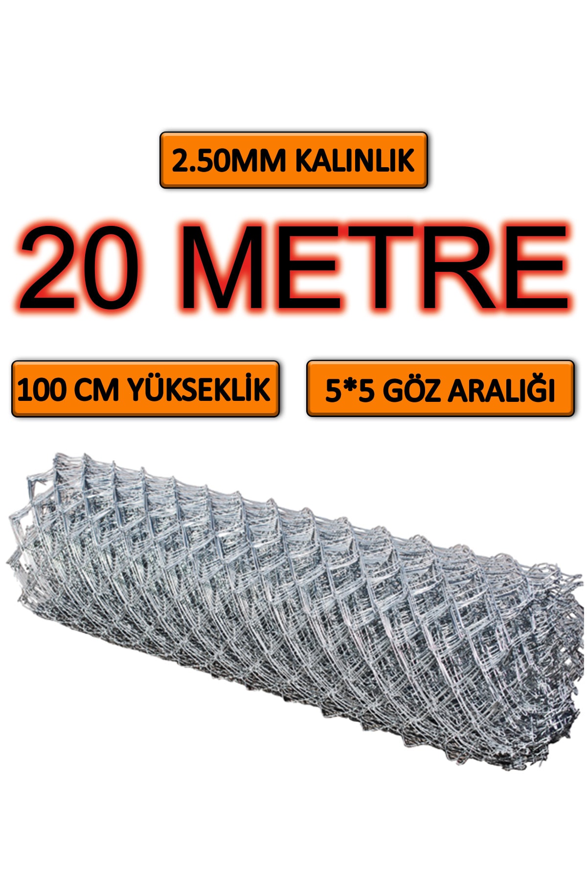 2.5mm Kalınlık - 5*5 Göz - (1m*20m) Tel Örgü Bahçe Teli Çit Teli Galvanizli Tel Örgü
